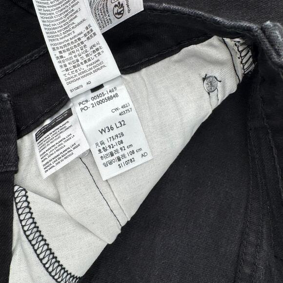 Levi's Mens Black 505 Straight Leg Denim Jeans Dark Wash Mid Rise NWT 36x32 - Picture 8 of 11